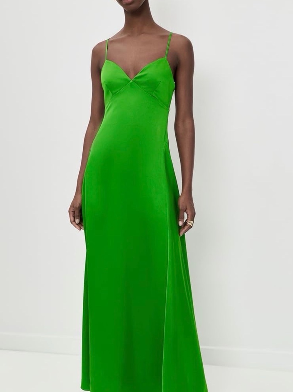 Susana Monaco V-Neck Green Slip Maxi Dress